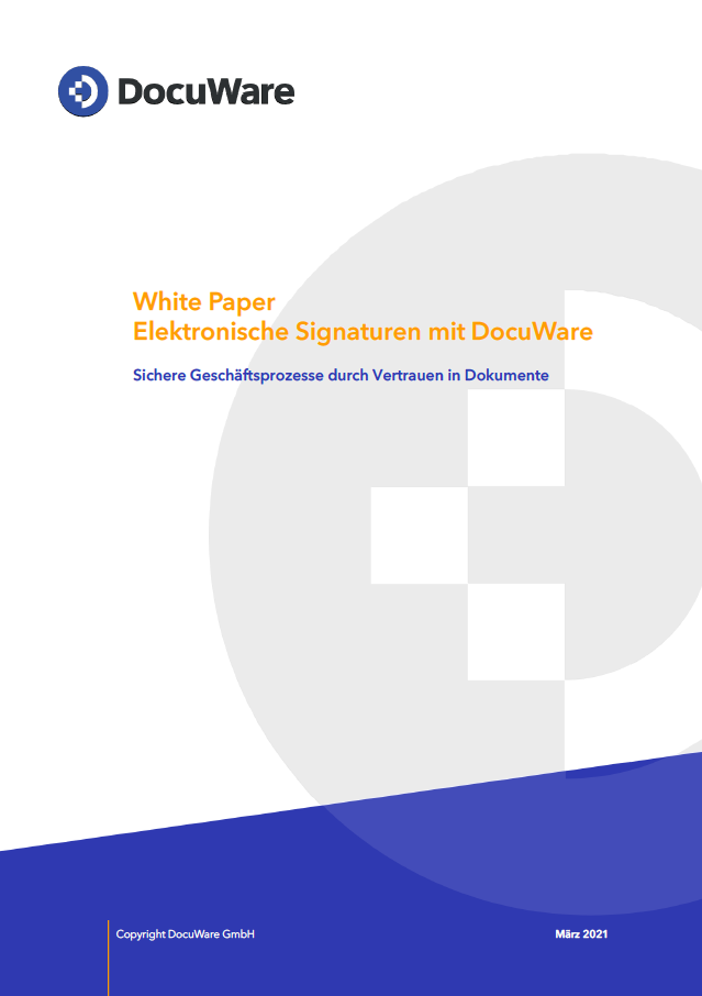 Die Titelseite des Whitepapers "Elektronische Signaturen mit DocuWare".